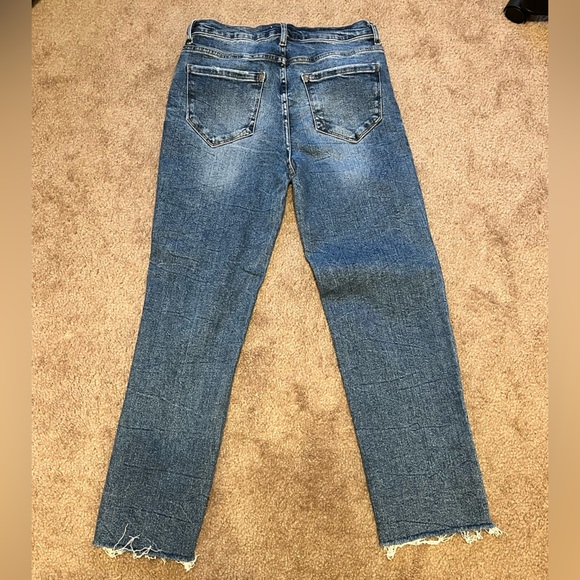 Kensie Blue Distressed Straight Leg Jeans - Picture 2 of 3